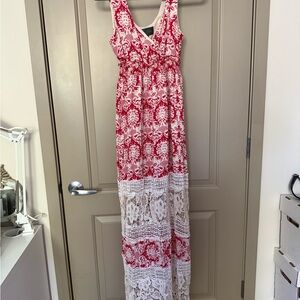 Anthropologie Sunday in Brooklyn Red and White Maxi Dress